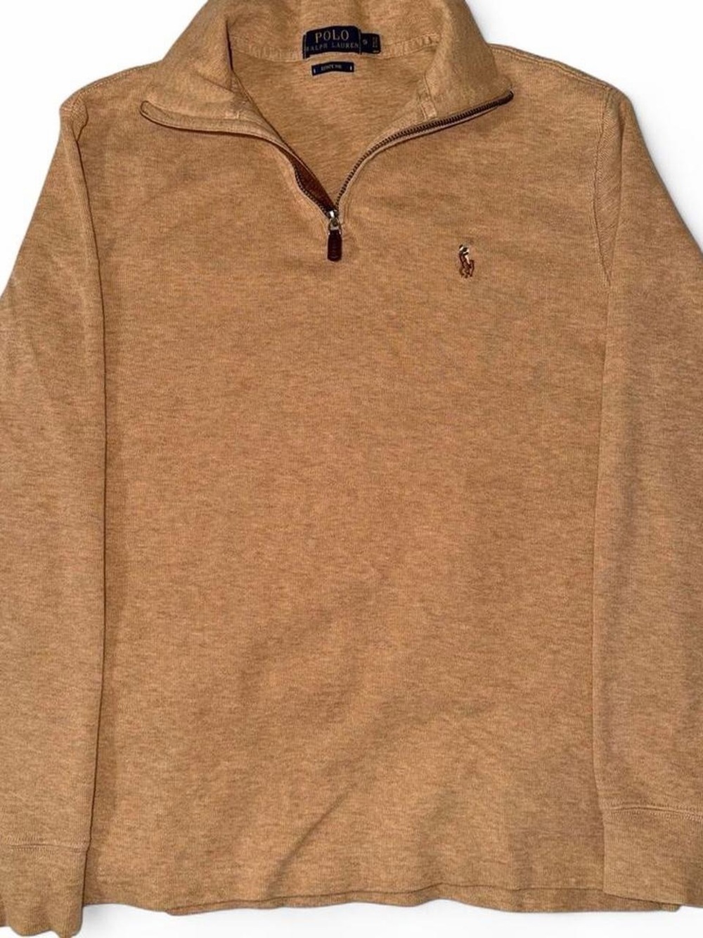 Polo Ralph Lauren Camel Cotton Quarter Zip Pullover Small